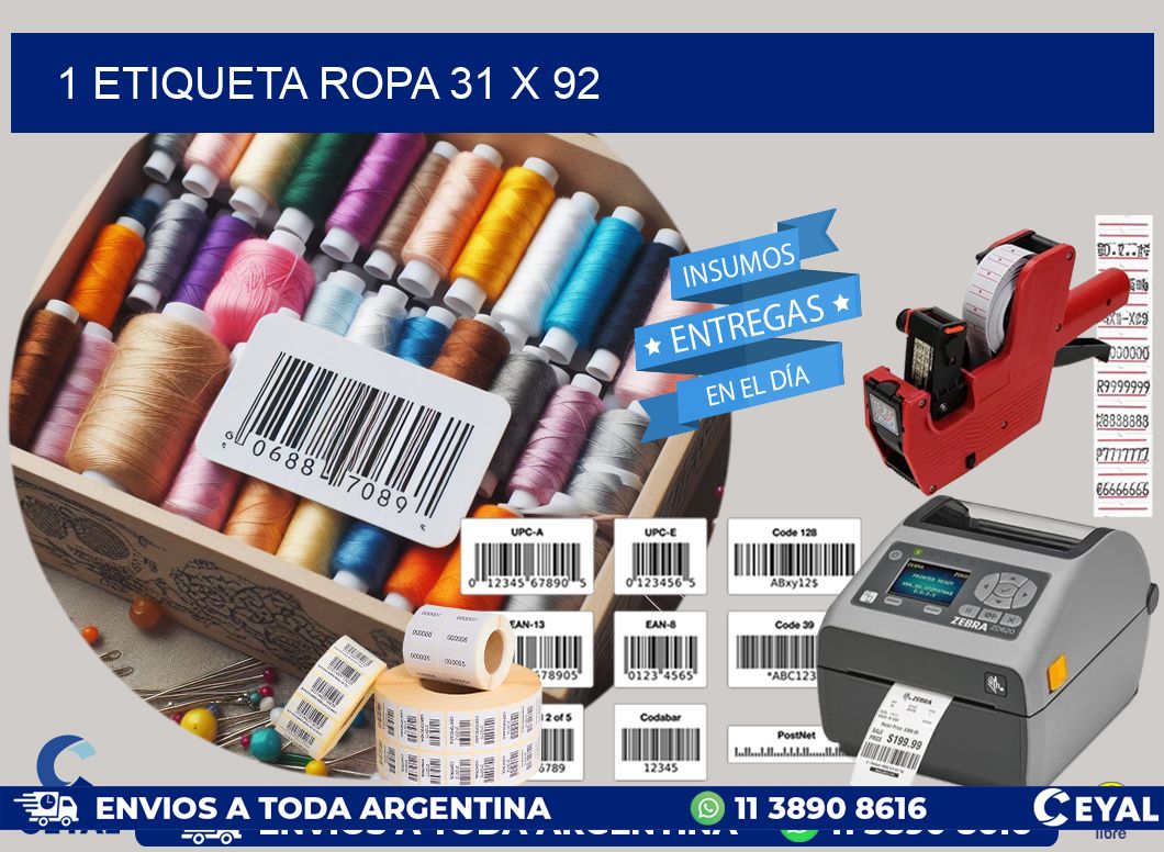 1 ETIQUETA ROPA 31 x 92