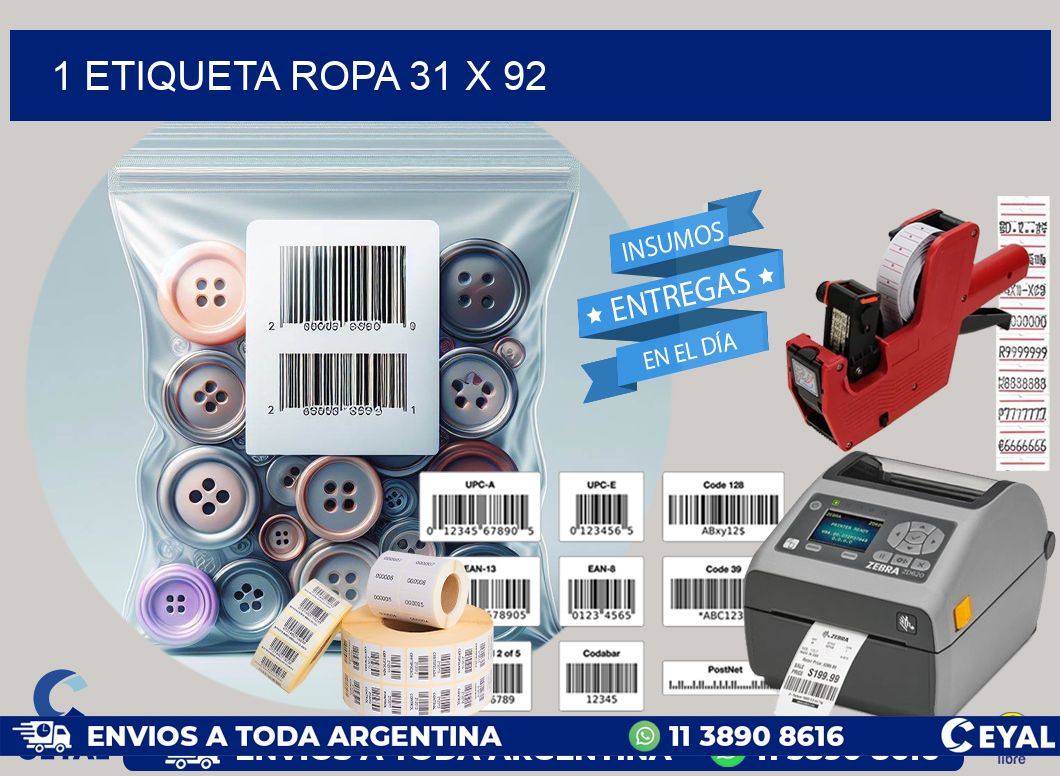 1 ETIQUETA ROPA 31 x 92