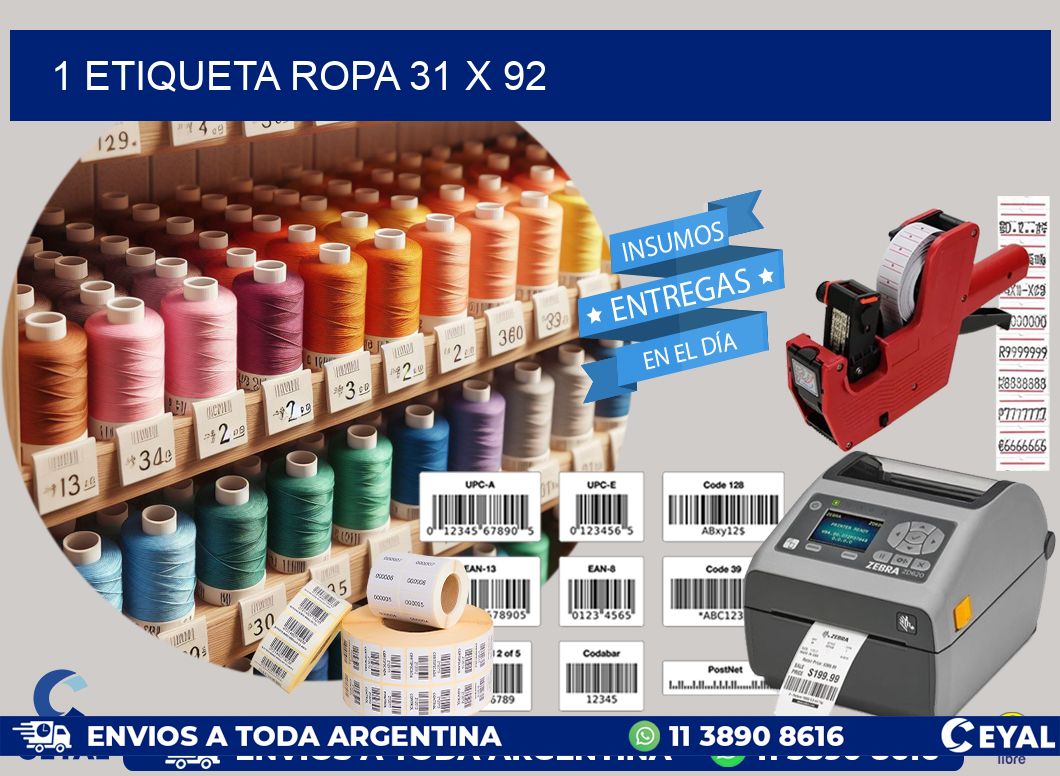 1 ETIQUETA ROPA 31 x 92