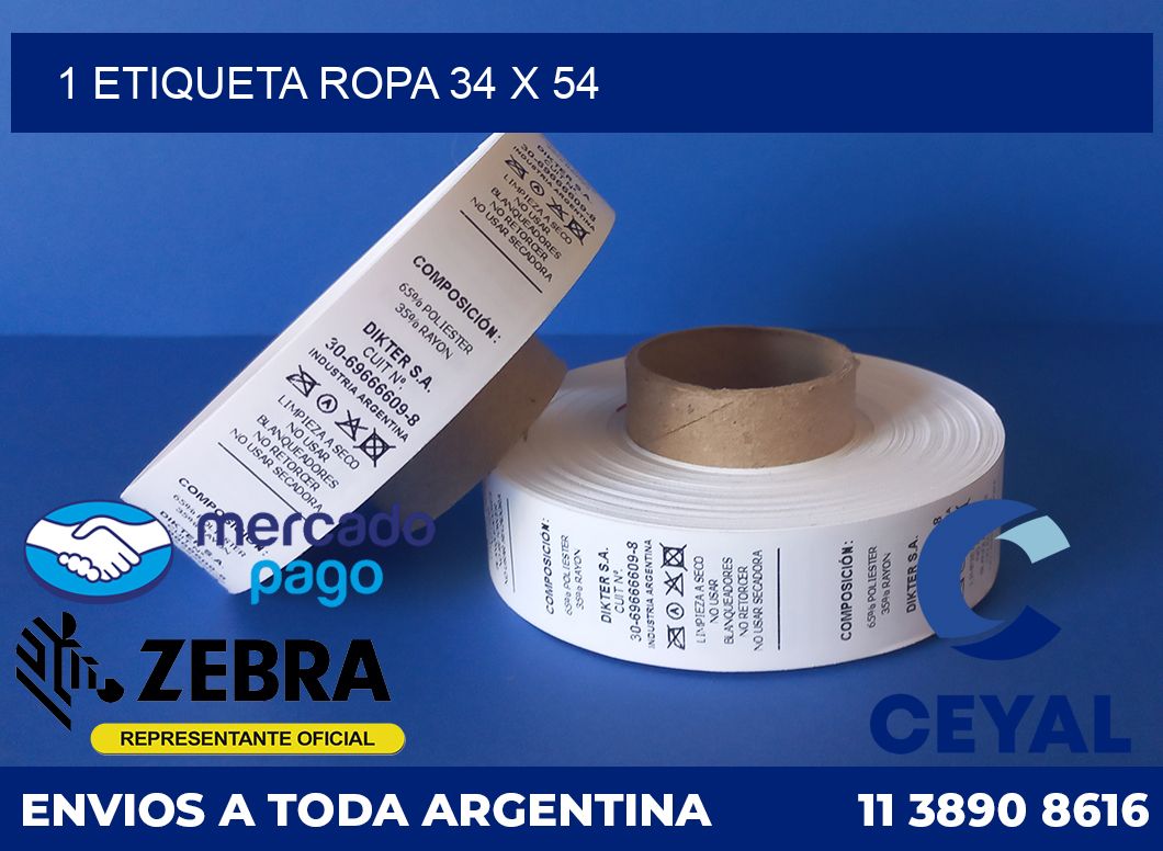 1 ETIQUETA ROPA 34 x 54