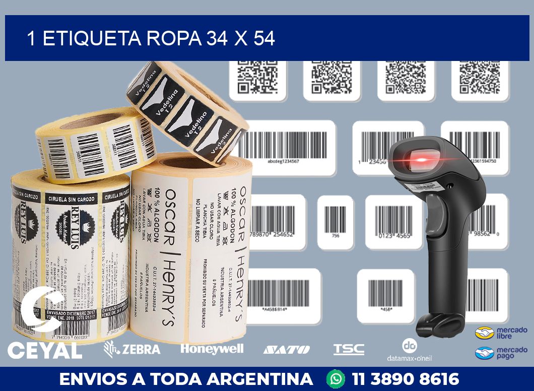 1 ETIQUETA ROPA 34 x 54