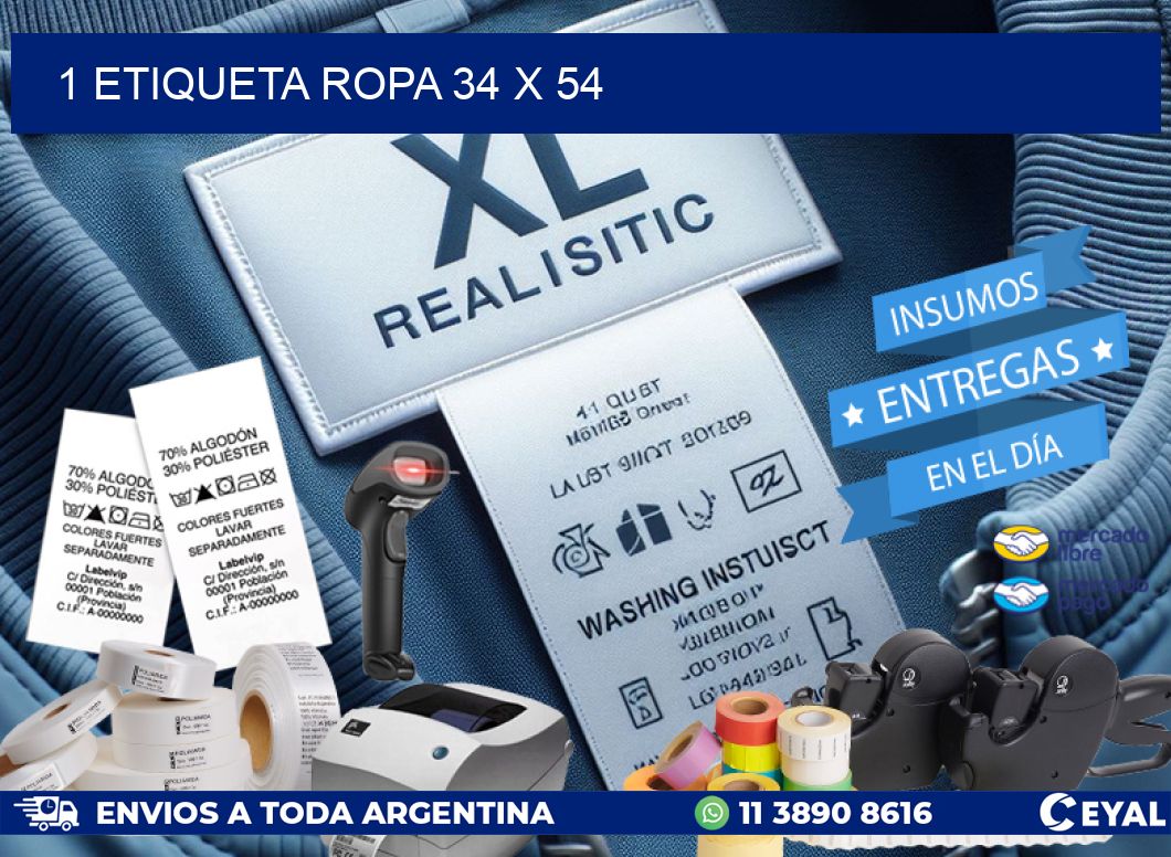 1 ETIQUETA ROPA 34 x 54