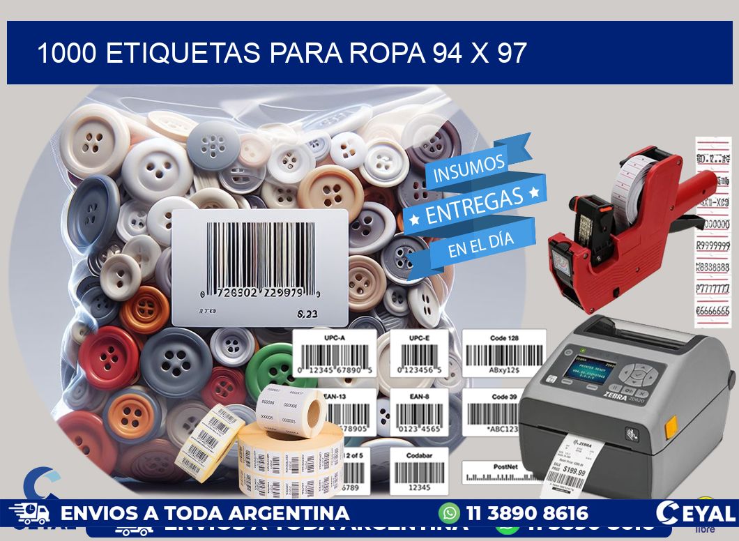 1000 ETIQUETAS PARA ROPA 94 x 97