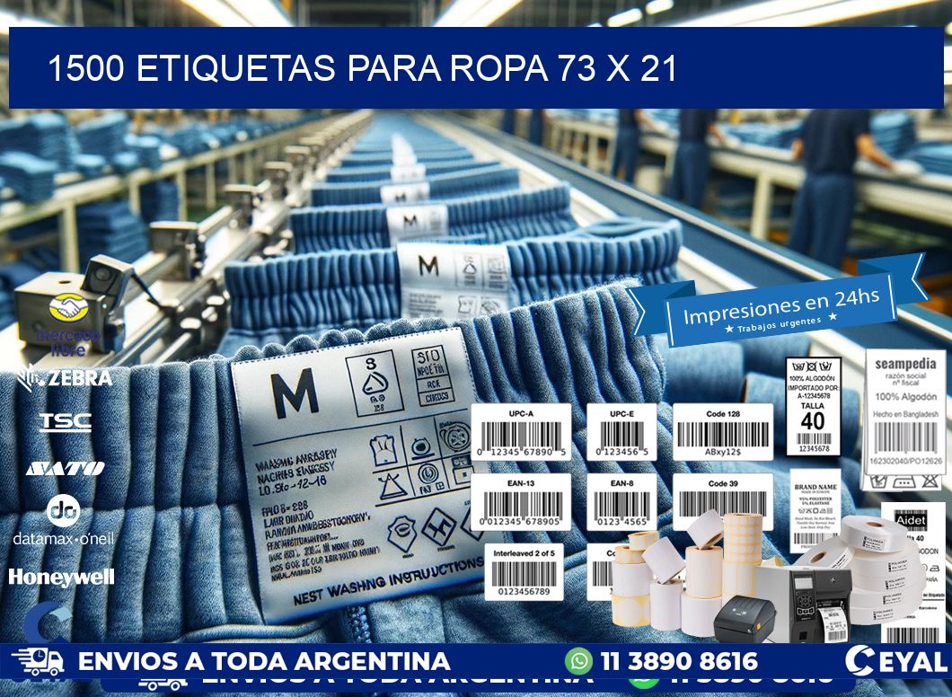 1500 ETIQUETAS PARA ROPA 73 x 21