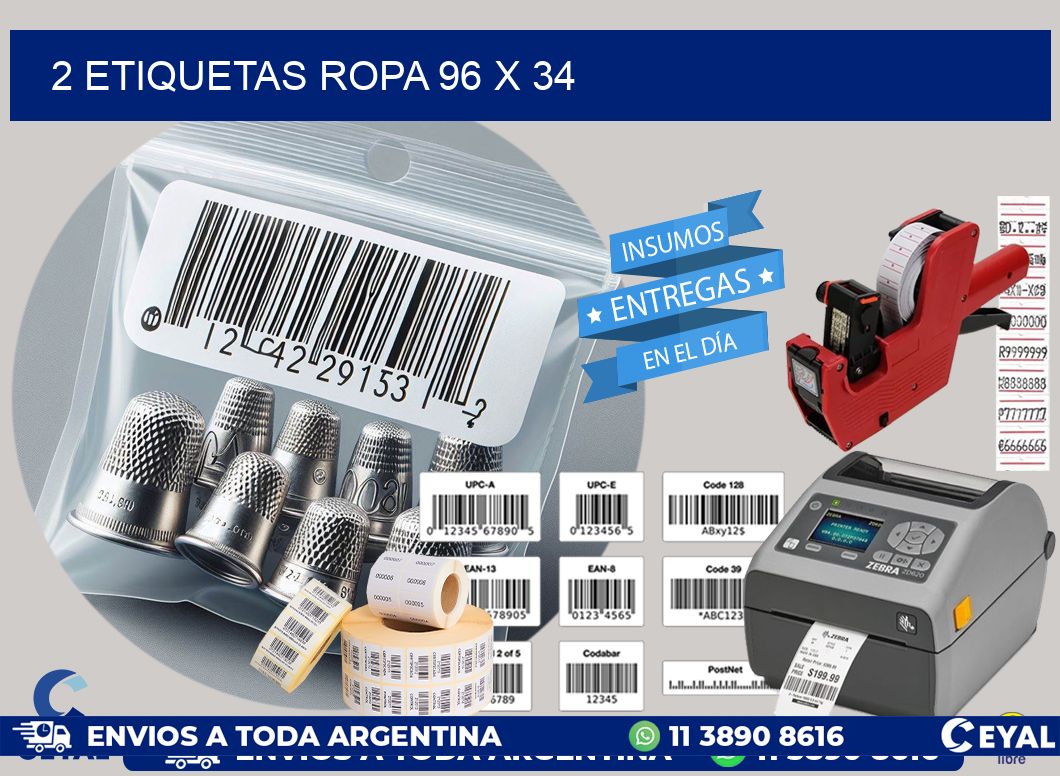 2 ETIQUETAS ROPA 96 x 34