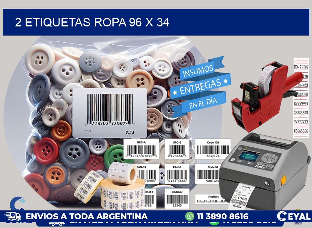 2 ETIQUETAS ROPA 96 x 34