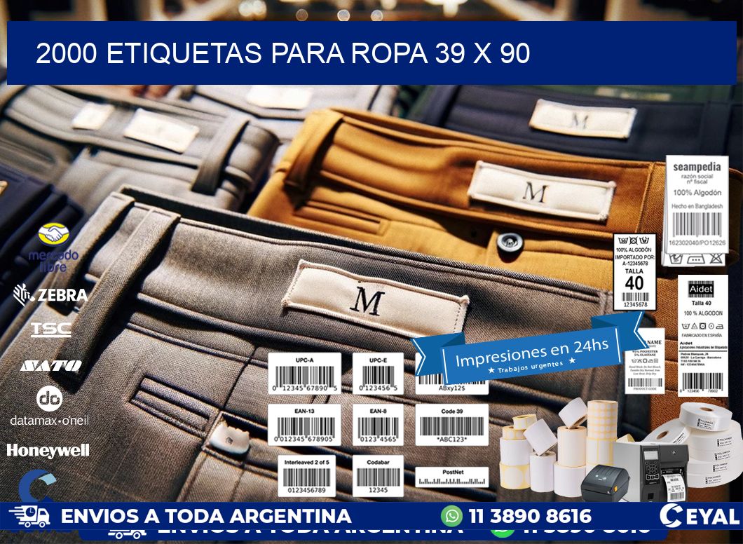 2000 ETIQUETAS PARA ROPA 39 x 90