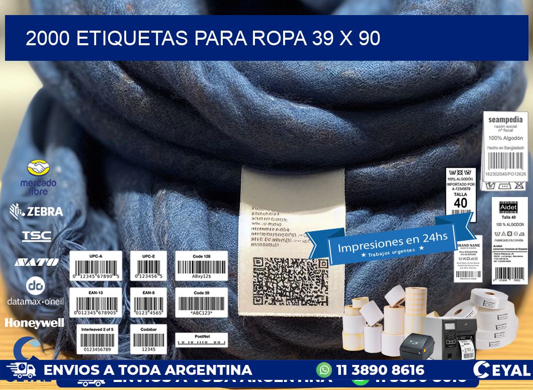 2000 ETIQUETAS PARA ROPA 39 x 90