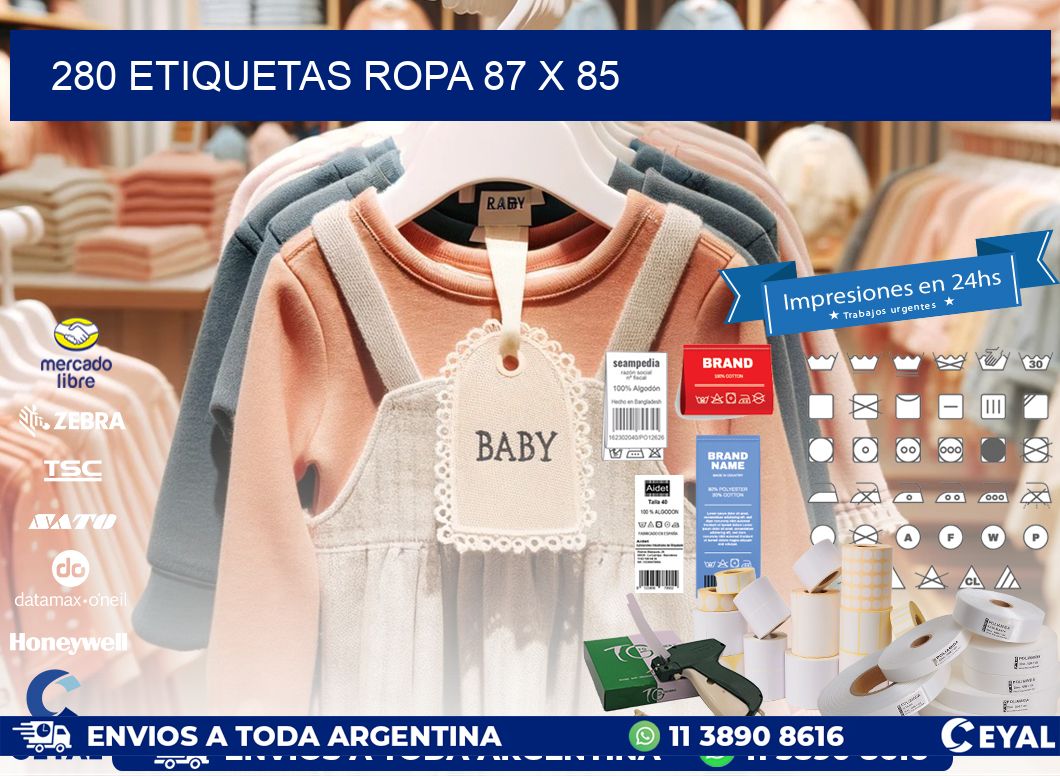 280 ETIQUETAS ROPA 87 x 85