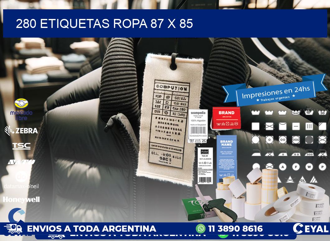 280 ETIQUETAS ROPA 87 x 85