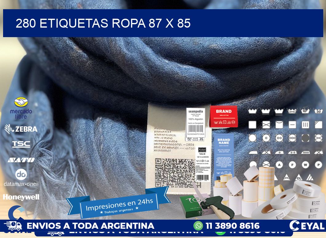 280 ETIQUETAS ROPA 87 x 85