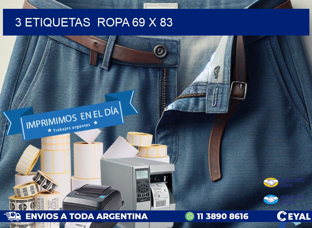 3 ETIQUETAS  ROPA 69 x 83