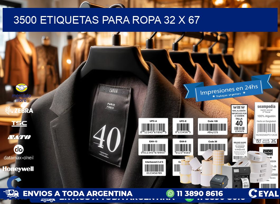 3500 ETIQUETAS PARA ROPA 32 x 67