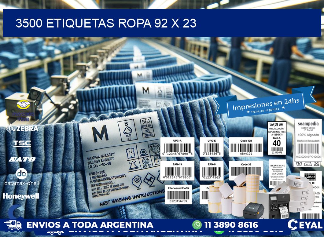 3500 ETIQUETAS ROPA 92 x 23