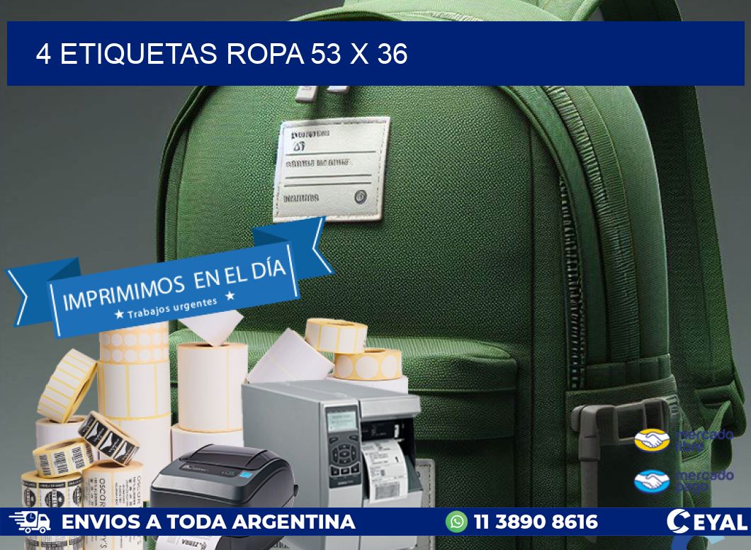 4 ETIQUETAS ROPA 53 x 36