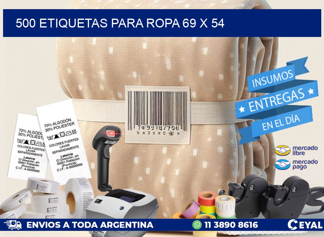 500 ETIQUETAS PARA ROPA 69 x 54