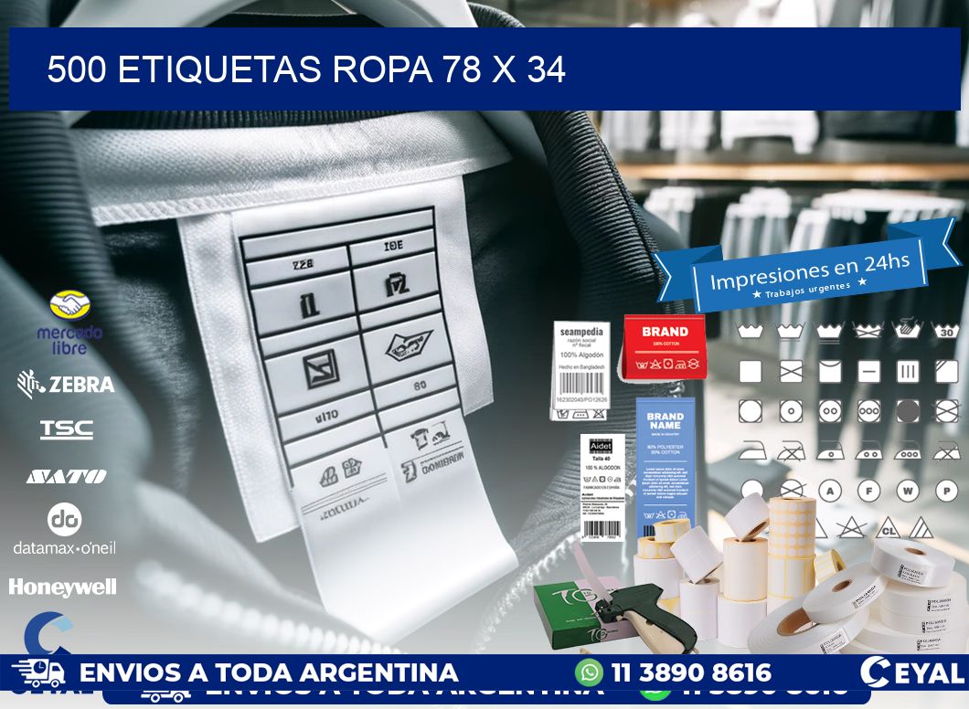 500 ETIQUETAS ROPA 78 x 34