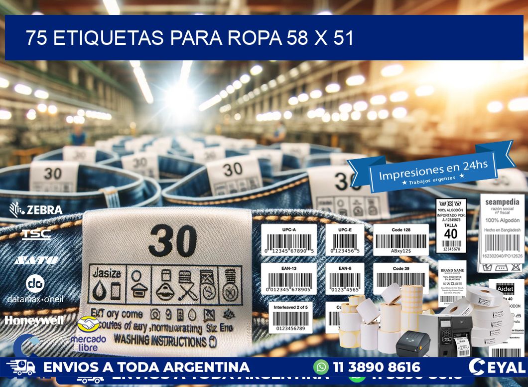 75 ETIQUETAS PARA ROPA 58 x 51