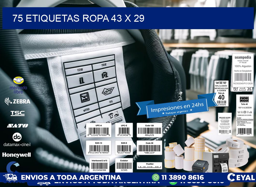 75 ETIQUETAS ROPA 43 x 29