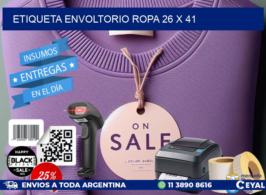 ETIQUETA ENVOLTORIO ROPA 26 x 41