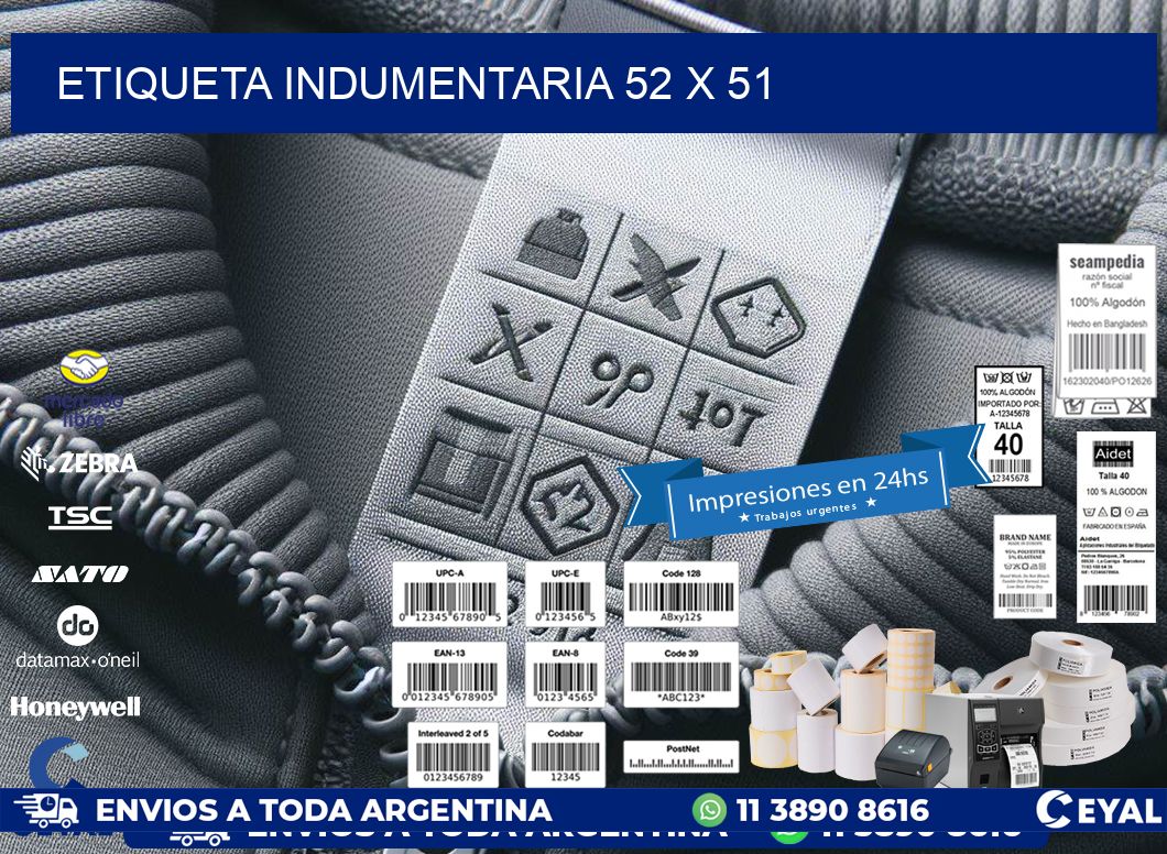 ETIQUETA INDUMENTARIA 52 x 51