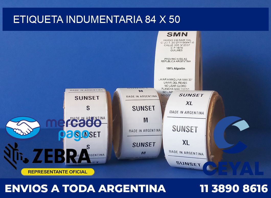 ETIQUETA INDUMENTARIA 84 x 50