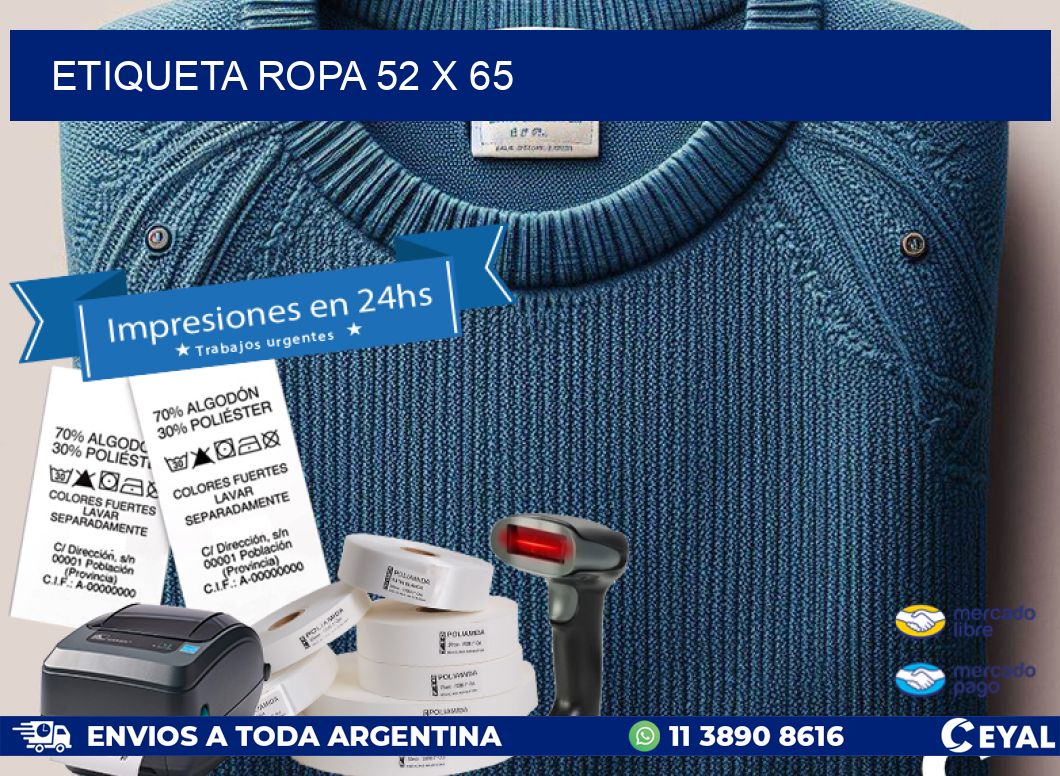 ETIQUETA ROPA 52 x 65