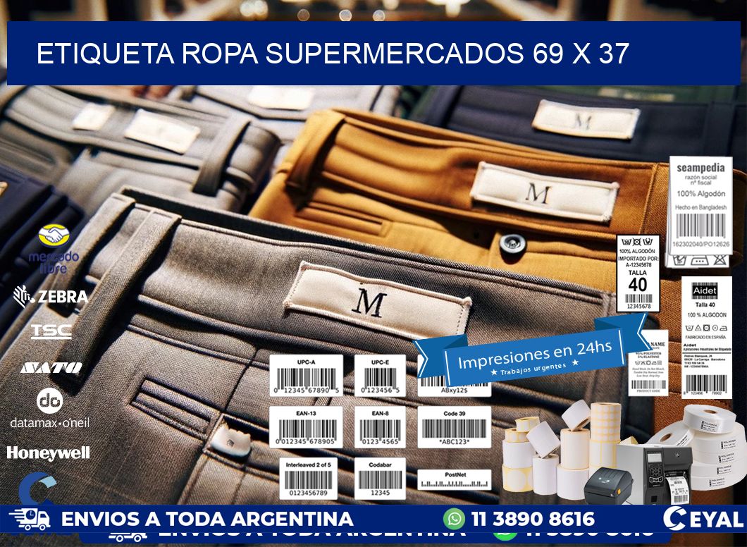 ETIQUETA ROPA SUPERMERCADOS 69 x 37