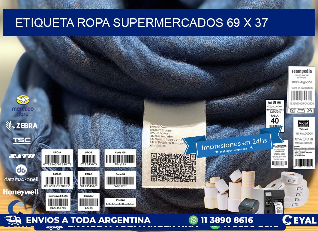 ETIQUETA ROPA SUPERMERCADOS 69 x 37