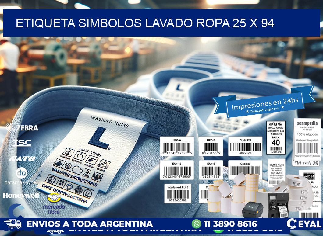ETIQUETA SIMBOLOS LAVADO ROPA 25 x 94
