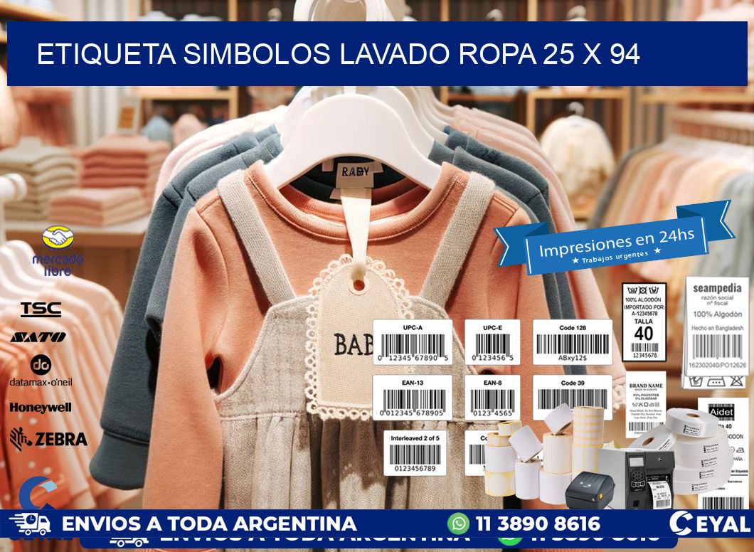 ETIQUETA SIMBOLOS LAVADO ROPA 25 x 94