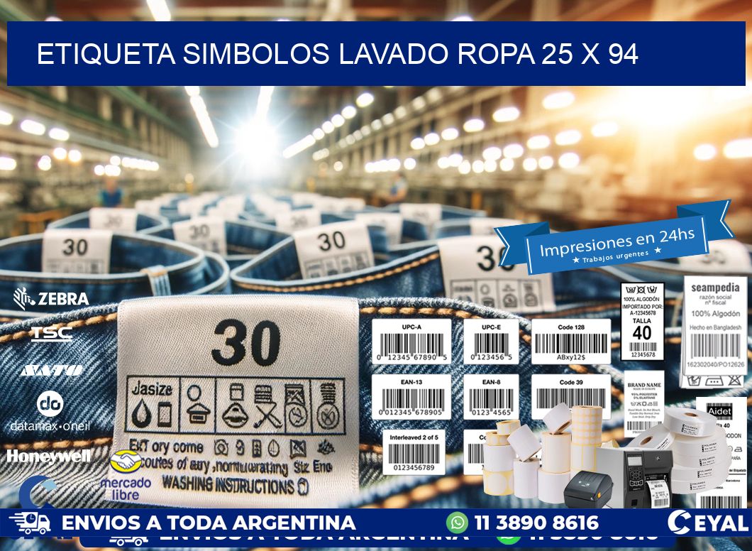 ETIQUETA SIMBOLOS LAVADO ROPA 25 x 94