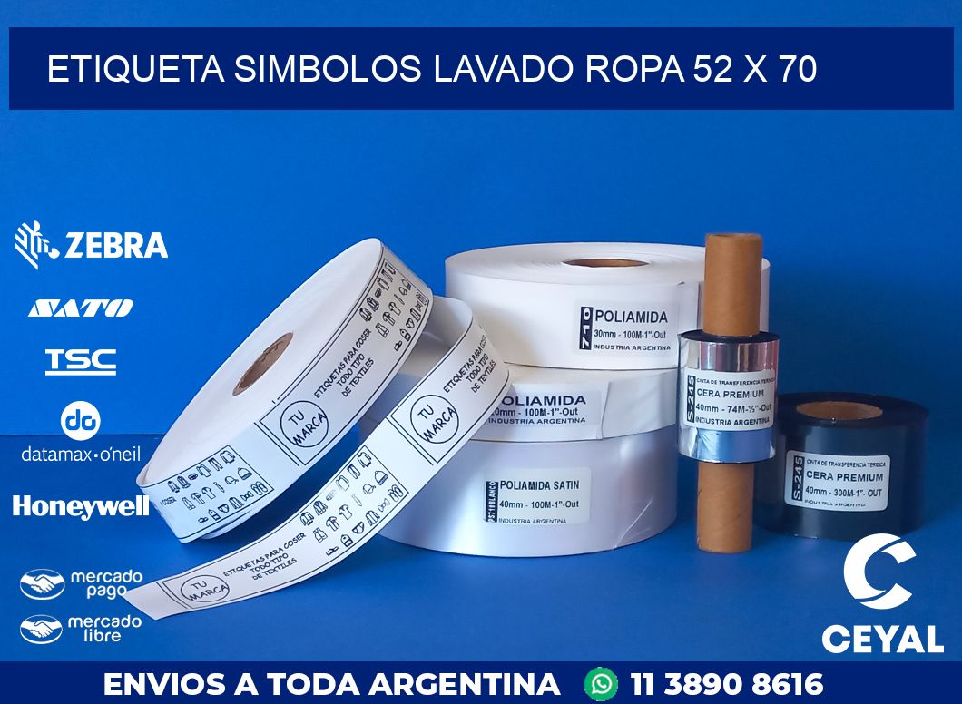 ETIQUETA SIMBOLOS LAVADO ROPA 52 x 70