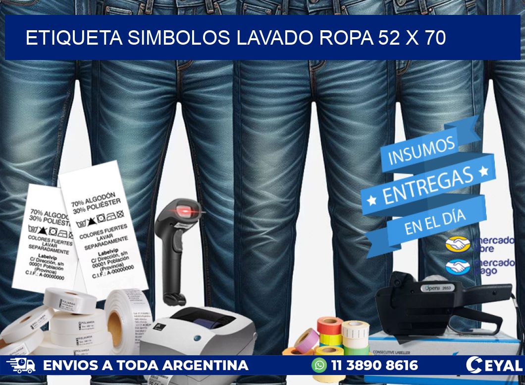 ETIQUETA SIMBOLOS LAVADO ROPA 52 x 70