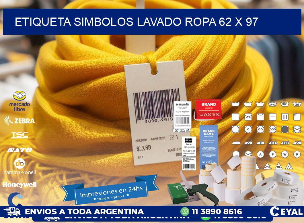 ETIQUETA SIMBOLOS LAVADO ROPA 62 x 97