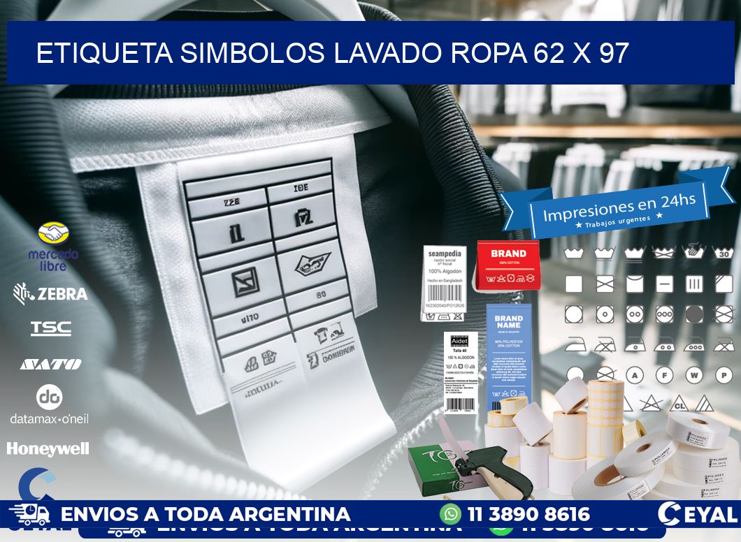 ETIQUETA SIMBOLOS LAVADO ROPA 62 x 97