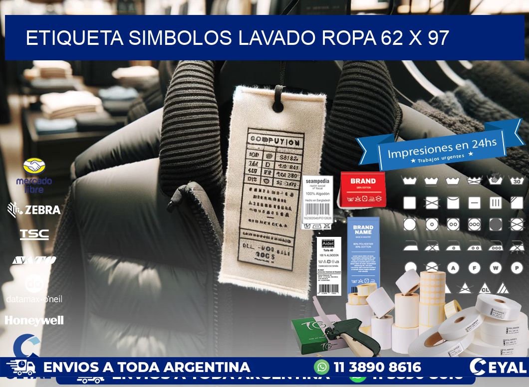 ETIQUETA SIMBOLOS LAVADO ROPA 62 x 97