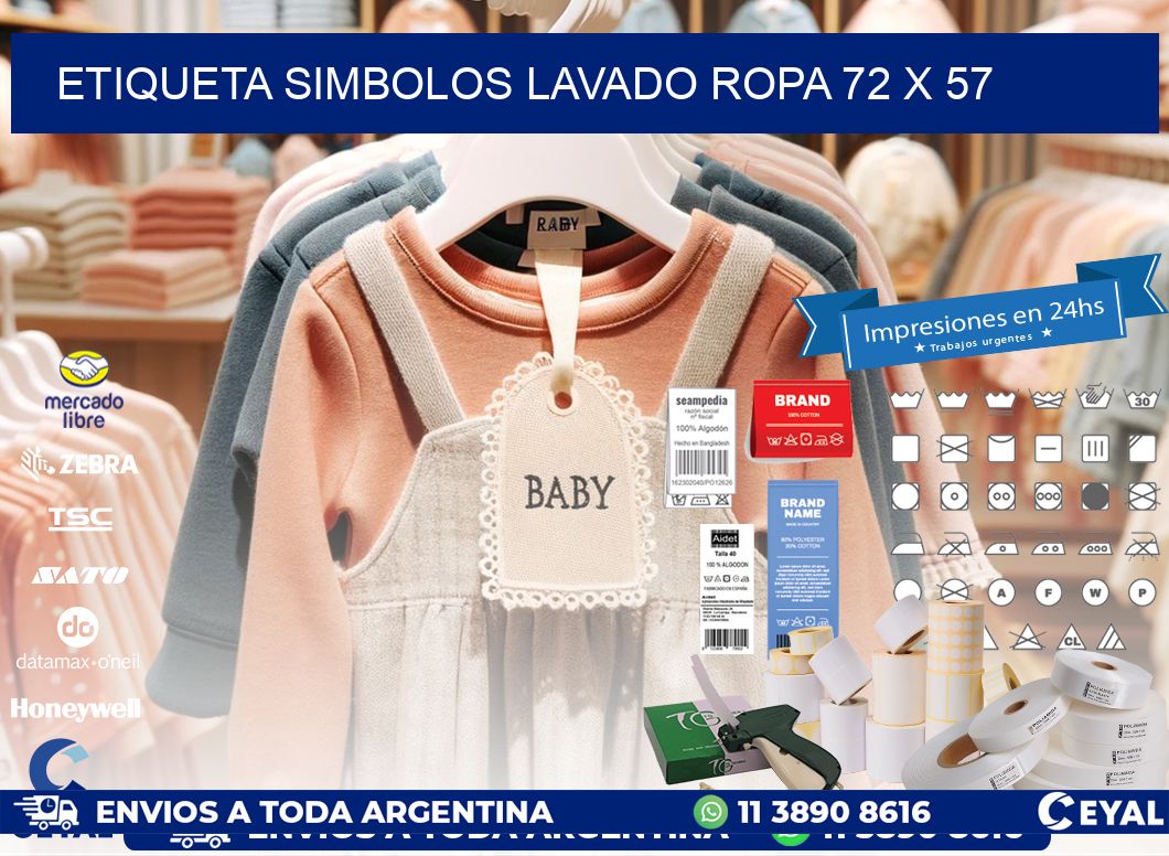 ETIQUETA SIMBOLOS LAVADO ROPA 72 x 57