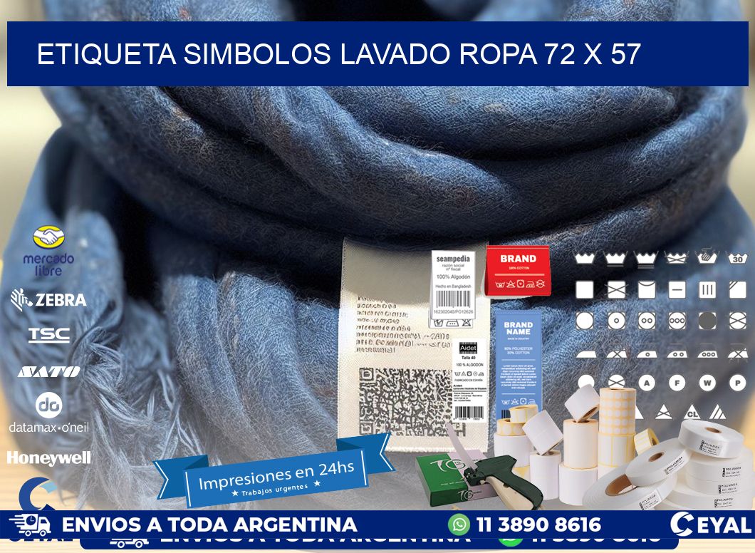 ETIQUETA SIMBOLOS LAVADO ROPA 72 x 57