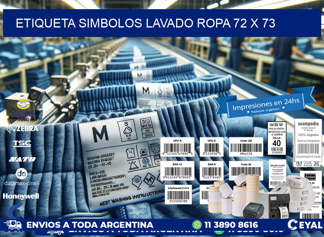 ETIQUETA SIMBOLOS LAVADO ROPA 72 x 73