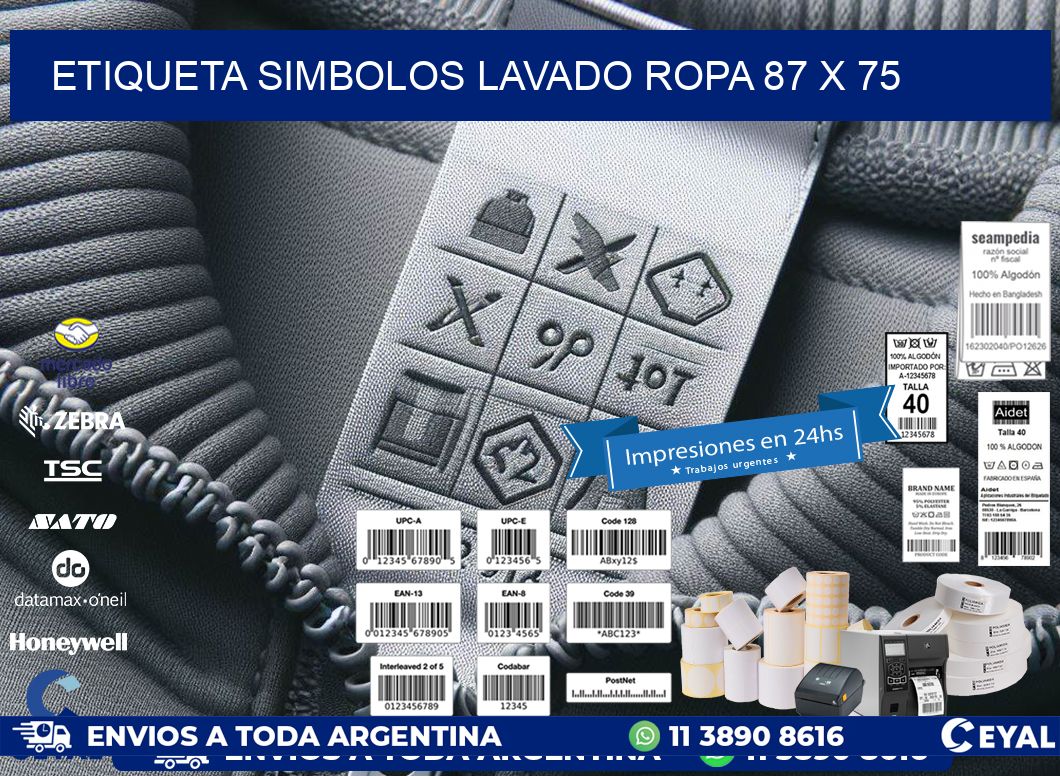 ETIQUETA SIMBOLOS LAVADO ROPA 87 x 75