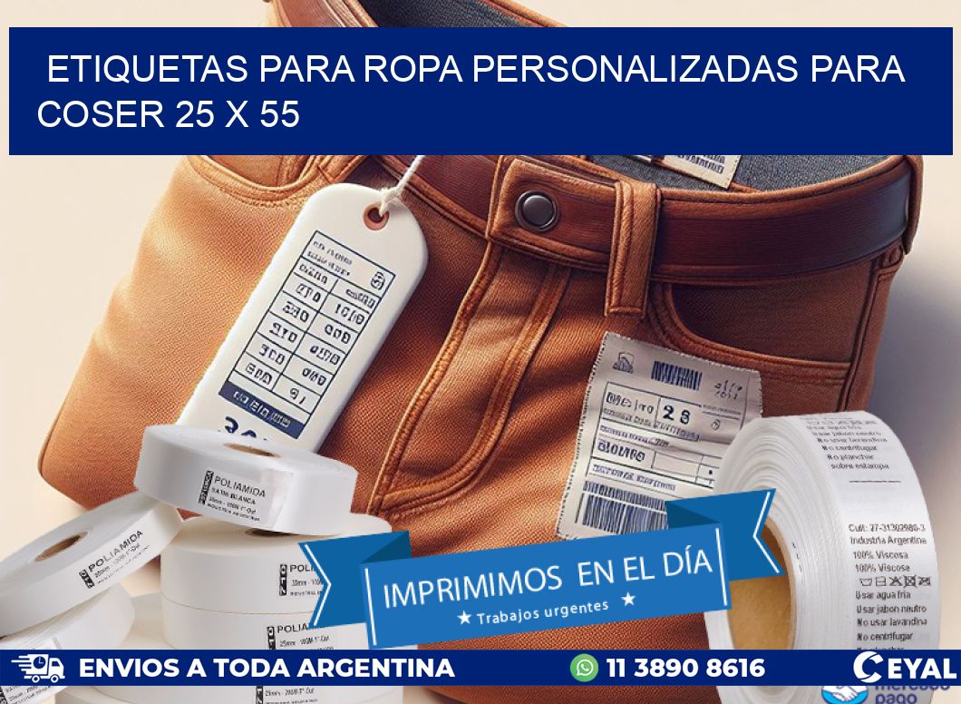 ETIQUETAS PARA ROPA PERSONALIZADAS PARA COSER 25 x 55