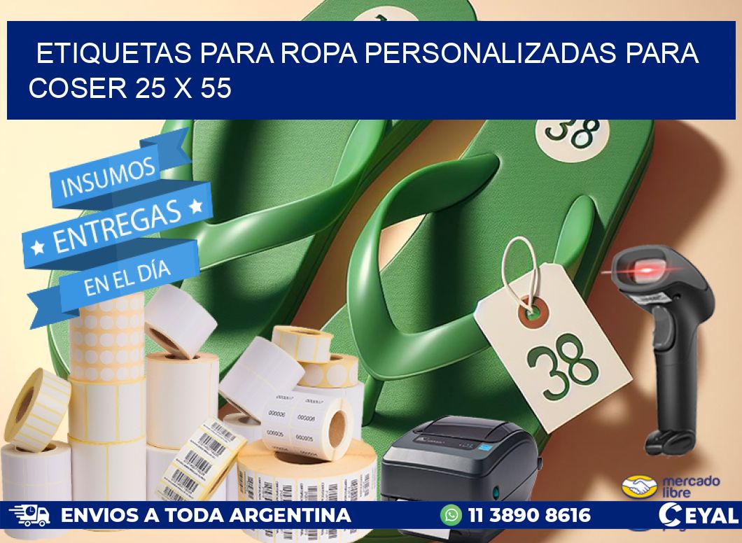ETIQUETAS PARA ROPA PERSONALIZADAS PARA COSER 25 x 55