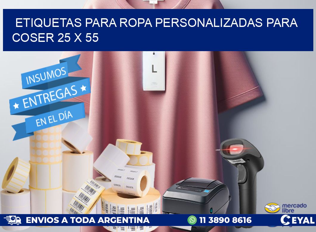 ETIQUETAS PARA ROPA PERSONALIZADAS PARA COSER 25 x 55