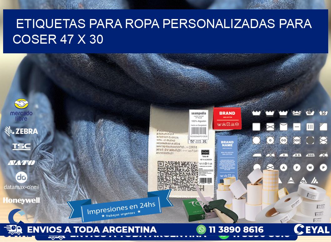 ETIQUETAS PARA ROPA PERSONALIZADAS PARA COSER 47 x 30