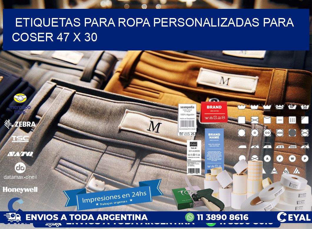 ETIQUETAS PARA ROPA PERSONALIZADAS PARA COSER 47 x 30