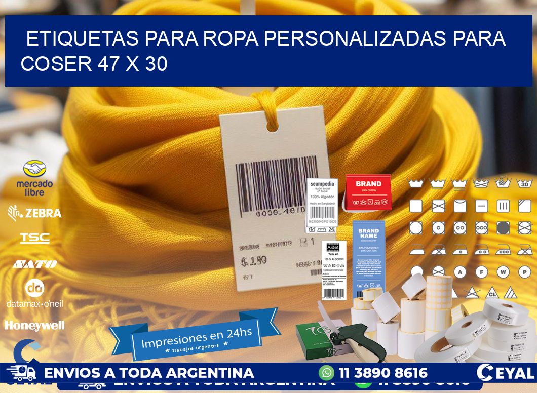 ETIQUETAS PARA ROPA PERSONALIZADAS PARA COSER 47 x 30