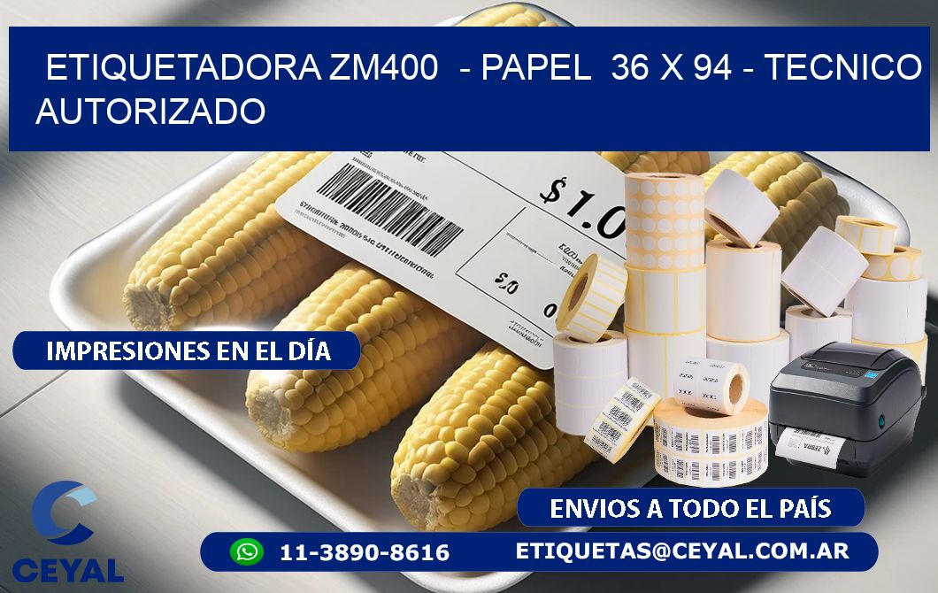 ETIQUETADORA ZM400  - PAPEL  36 x 94 - TECNICO AUTORIZADO