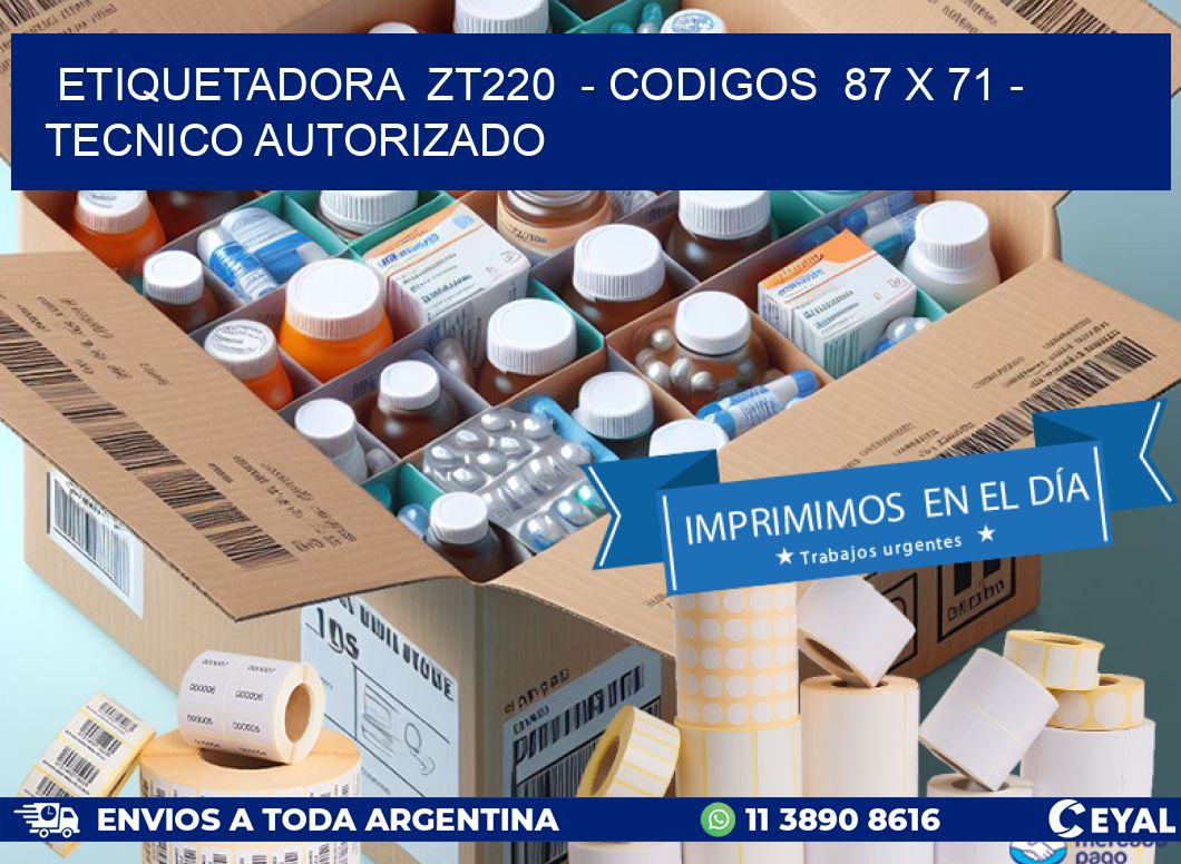 ETIQUETADORA ZT220 - CODIGOS 87 x 71 - TECNICO AUTORIZADO