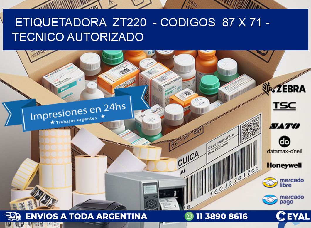 ETIQUETADORA ZT220 - CODIGOS 87 x 71 - TECNICO AUTORIZADO